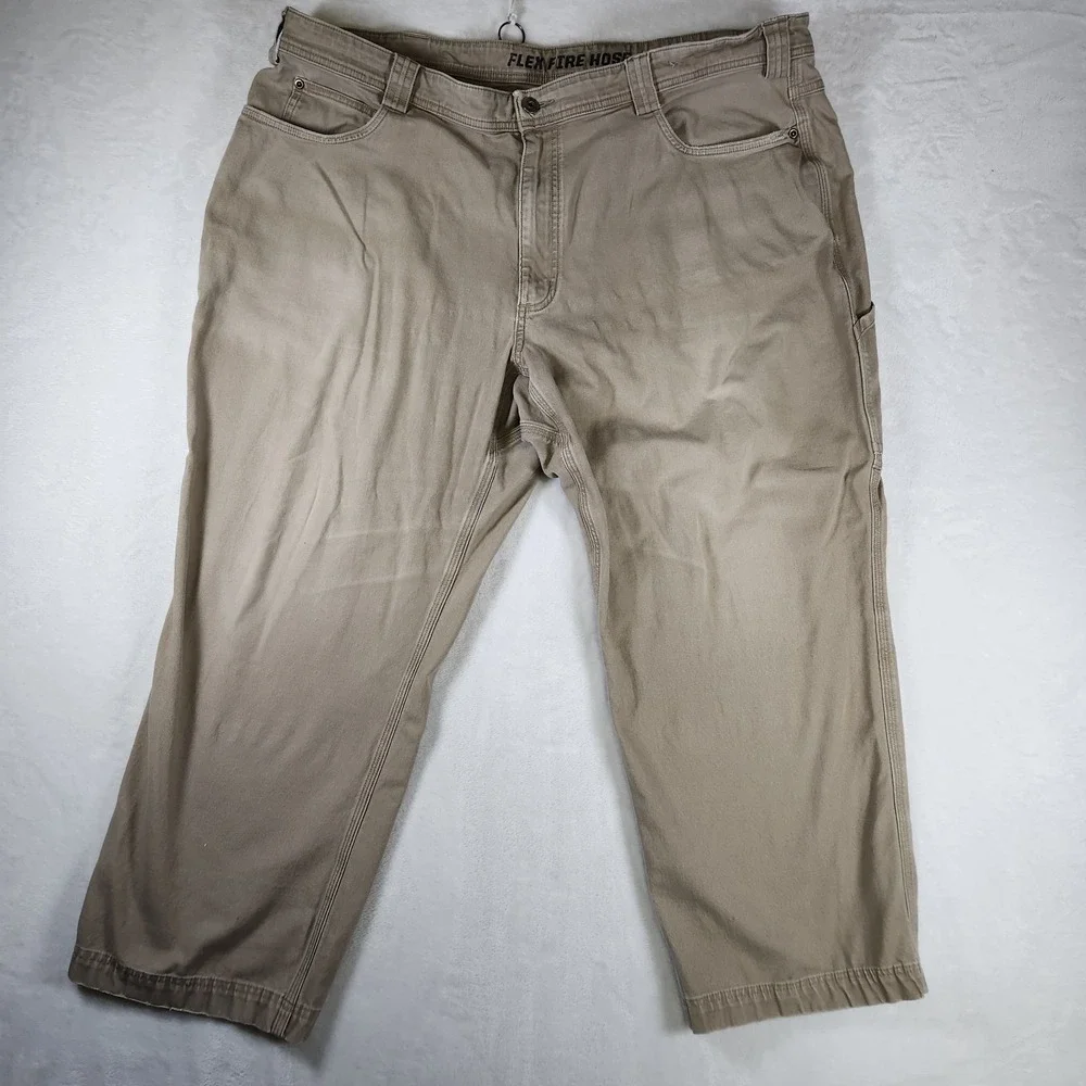 Duluth Trading Co Flex‎ Fire Hose Work Pants Men's 44x30 Khaki Canvas Utility